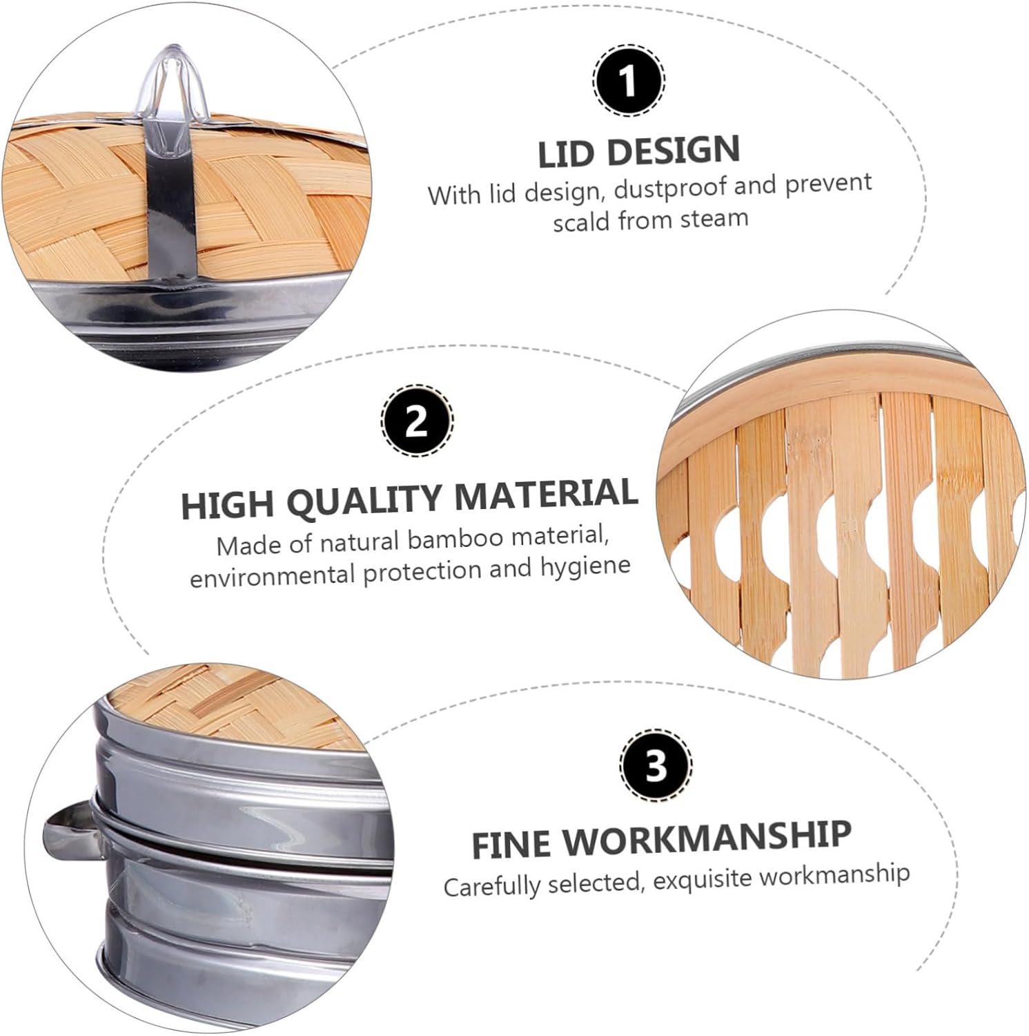 Steamer Cookware Set for Breakfast Bread with Lid - Kitchen Supplies for Dumplings and Bamboo Grids