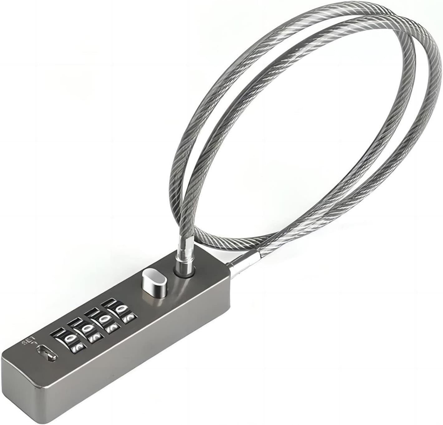 Steel Cable Combination Lock for Bikes, Lockers, File Cabinets - 23.6" Long Rope with 4-Digit Code Reset - Gun-Grey Color