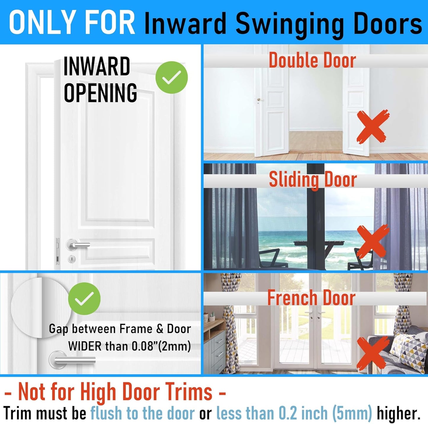 Steinwhale 3-Pack Home Security Door Locks for Childproof Safety and High Security, Aluminum Construction in Black Finish