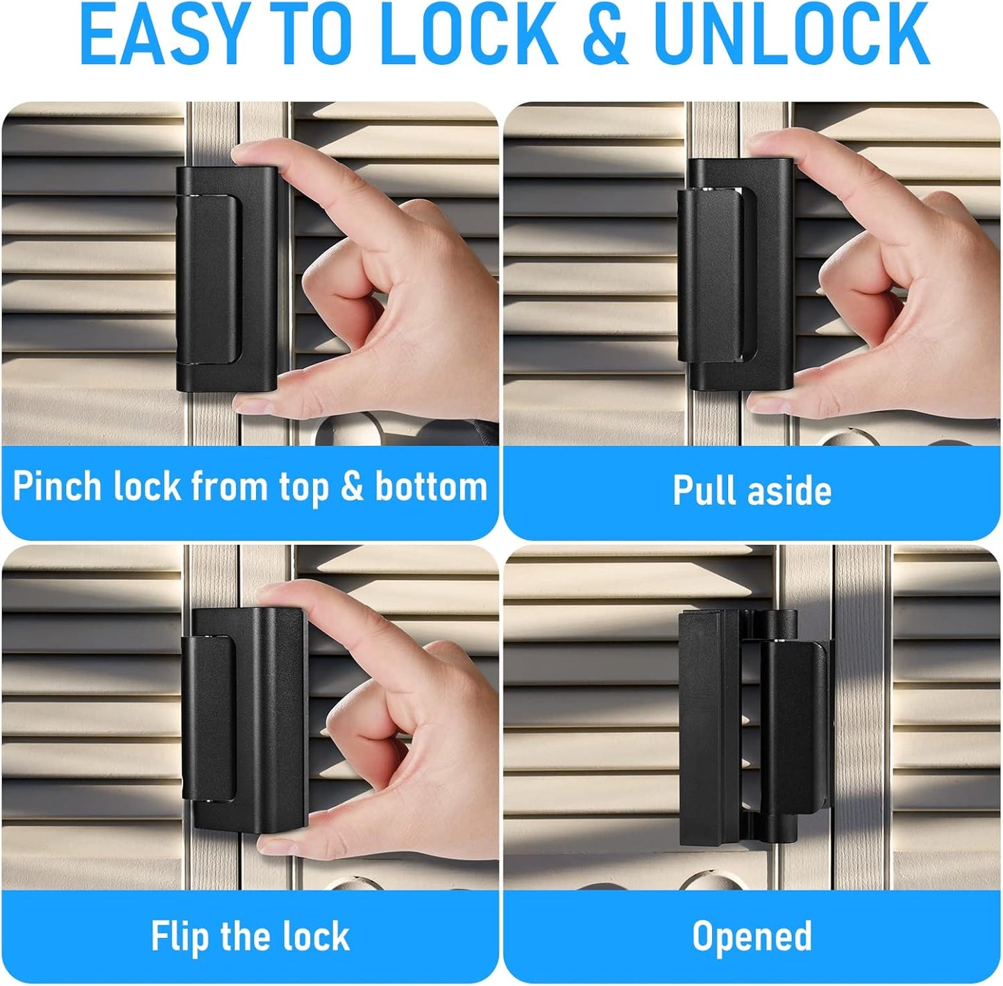 Steinwhale 3-Pack Home Security Door Locks for Childproof Safety and High Security, Aluminum Construction in Black Finish