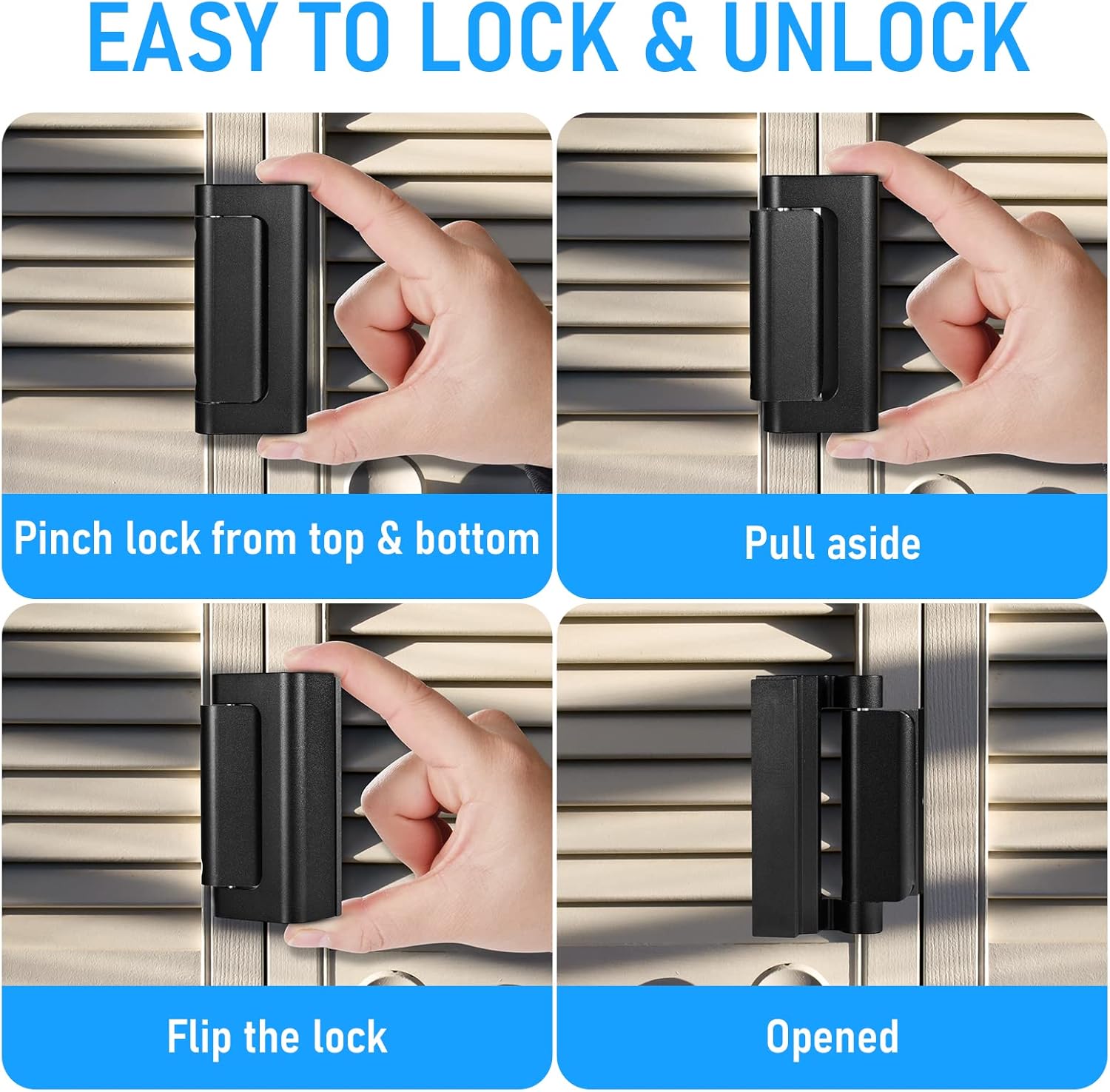 Steinwhale 3-Pack Home Security Door Locks for Childproof Safety and High Security, Aluminum Construction in Black Finish