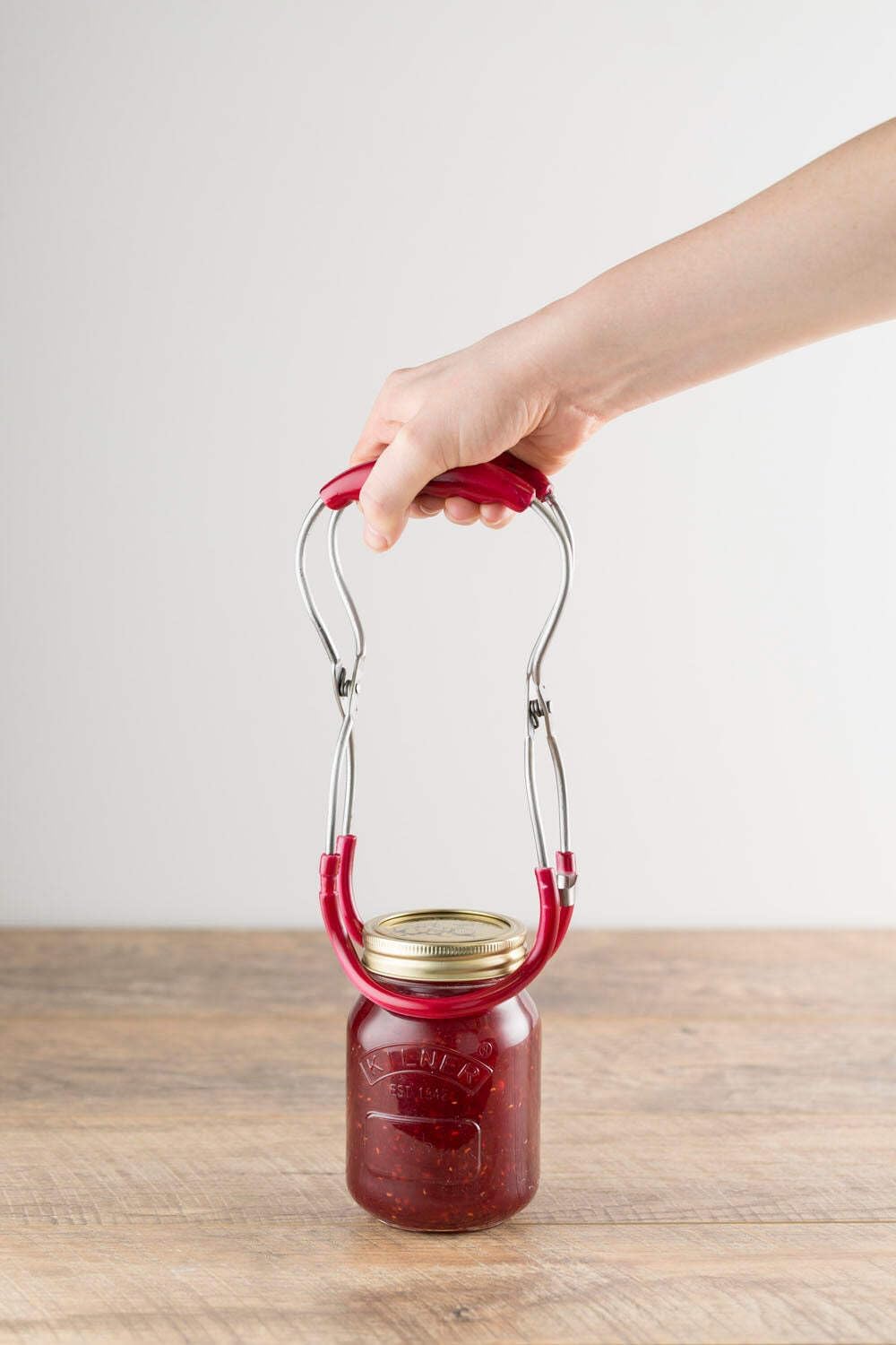 Sterilising Tongs for Kilner Jam Jars - Stainless Steel, Silver/Red, 6 x 10 x 24 cm