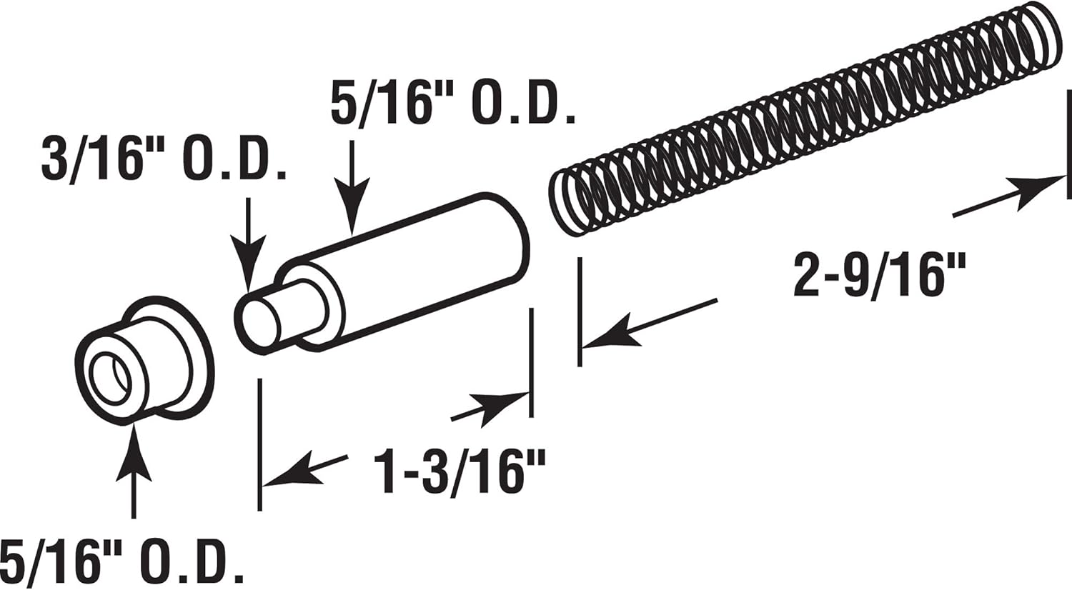 Storm Door Hinge Pin Kit with Steel and Nylon Construction - 2-9/16 In. Springs, 5/16 In. Diameter Pins and Bushings, White (3 Sets)