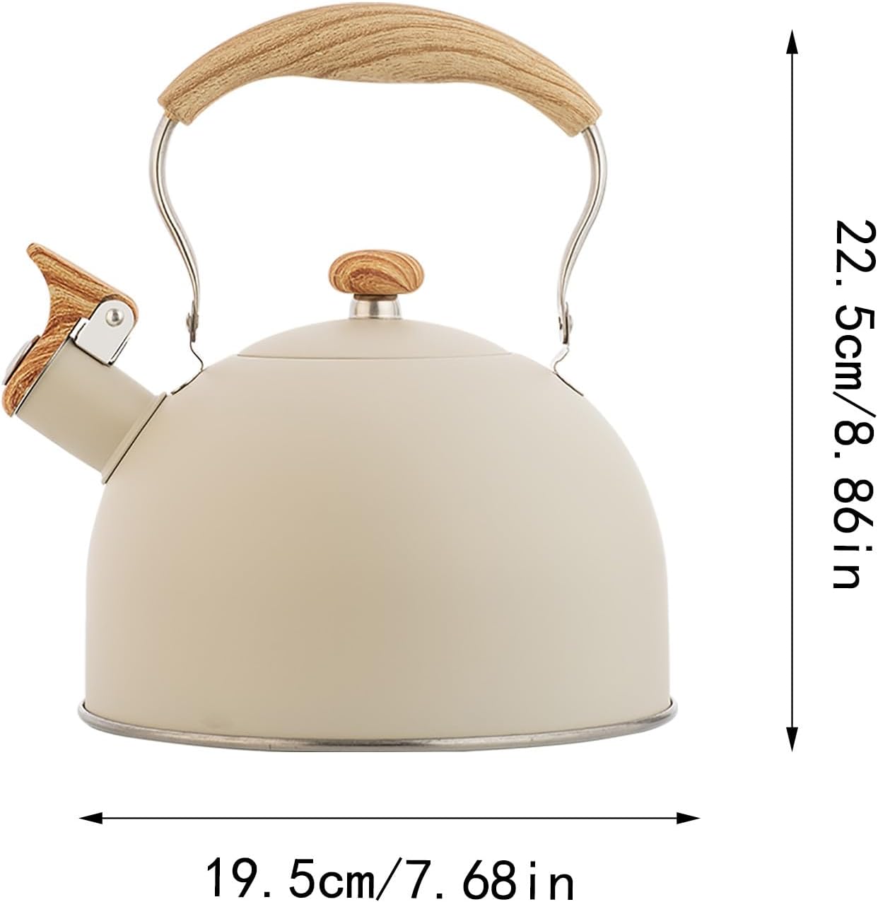 Stylish Stainless Steel Whistling Tea Kettle for Stovetop with Pattern Handle - Loud Whistle for Coffee, Milk, and More - 19.5cmX16.5cm - White
