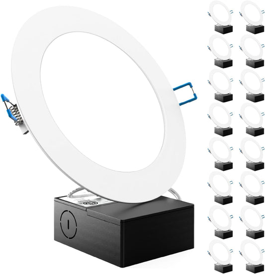 Sunco Lighting 16 Pack 6 Inch Ultra Thin LED Recessed Ceiling Lights - Dimmable 2700K Soft White - Wafer Thin Design - Canless with Junction Box - Energy Efficient 14W