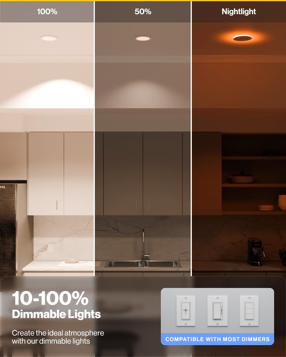 Sunco Lighting 24 Pack 6 Inch Ultra Thin LED Recessed Ceiling Lights with Night Light, 1500 LM, Dimmable, 15W, Canless with Junction Box - Selectable CCT 2700K/3000K/4000K/5000K/6000K