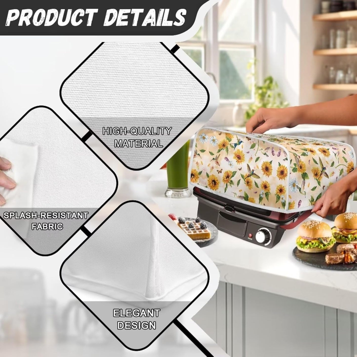 Sunflower Grill Pan Dust Cover - Durable, Lightweight, Easy to Clean – Protective Cover for Pizza Maker and Sandwich Maker