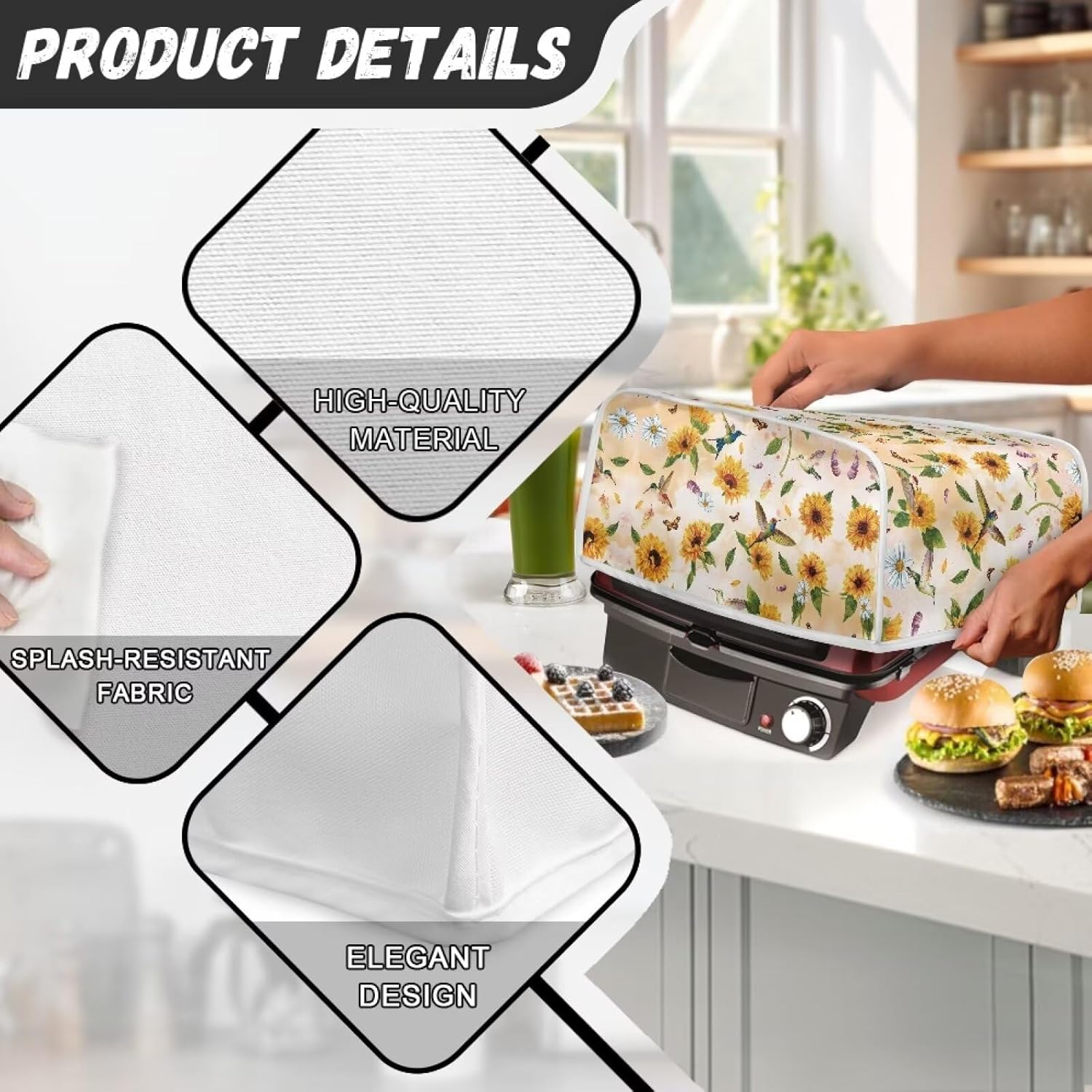 Sunflower Grill Pan Dust Cover - Durable, Lightweight, Easy to Clean – Protective Cover for Pizza Maker and Sandwich Maker