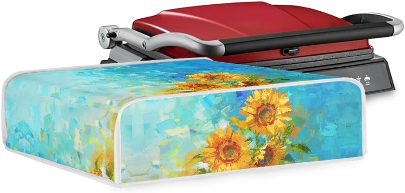 Sunflower Kitchen Electric Griddle Dust Cover for Tabletop Grills - Compatible with Panini Press and Baking Dish - Small Appliance Cover for Home Decor