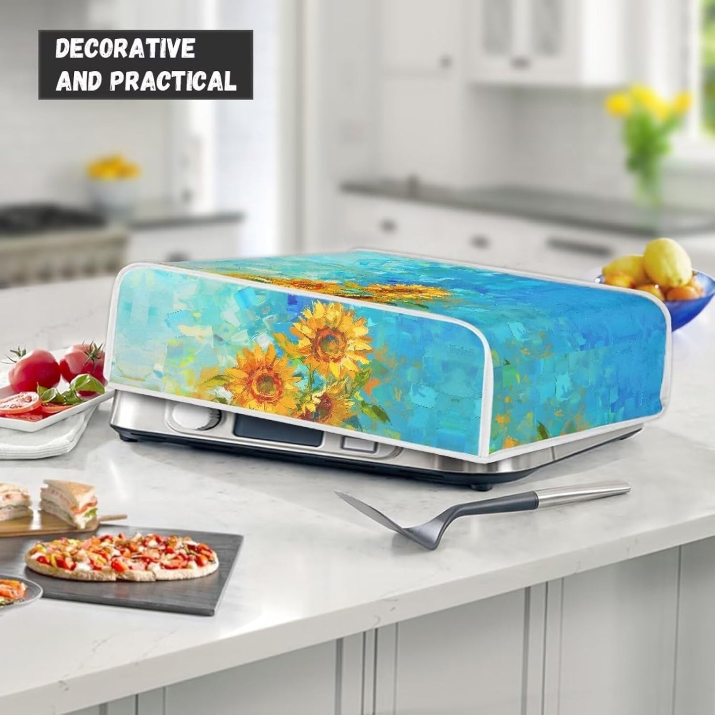 Sunflower Kitchen Electric Griddle Dust Cover for Tabletop Grills - Compatible with Panini Press and Baking Dish - Small Appliance Cover for Home Decor