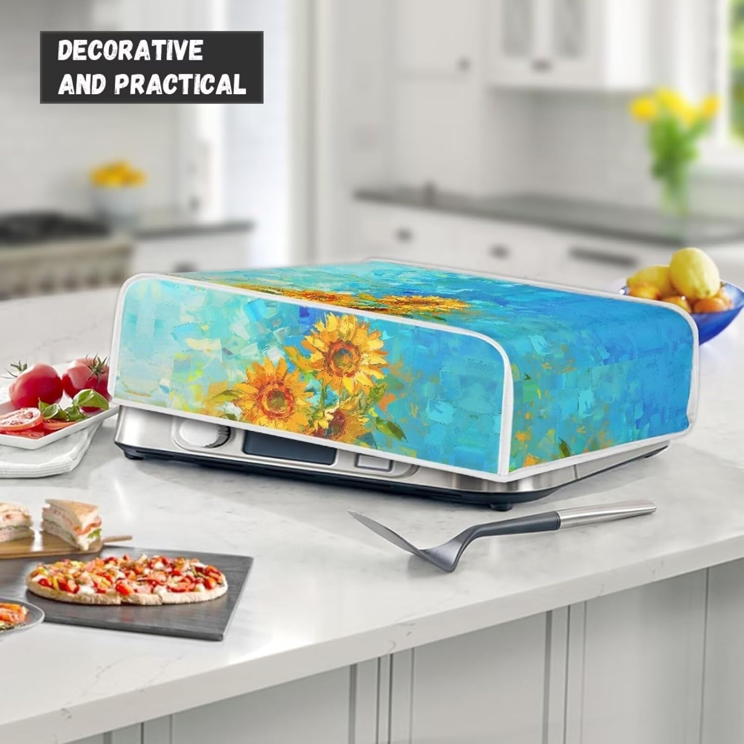 Sunflower Kitchen Electric Griddle Dust Cover for Tabletop Grills - Compatible with Panini Press and Baking Dish - Small Appliance Cover for Home Decor