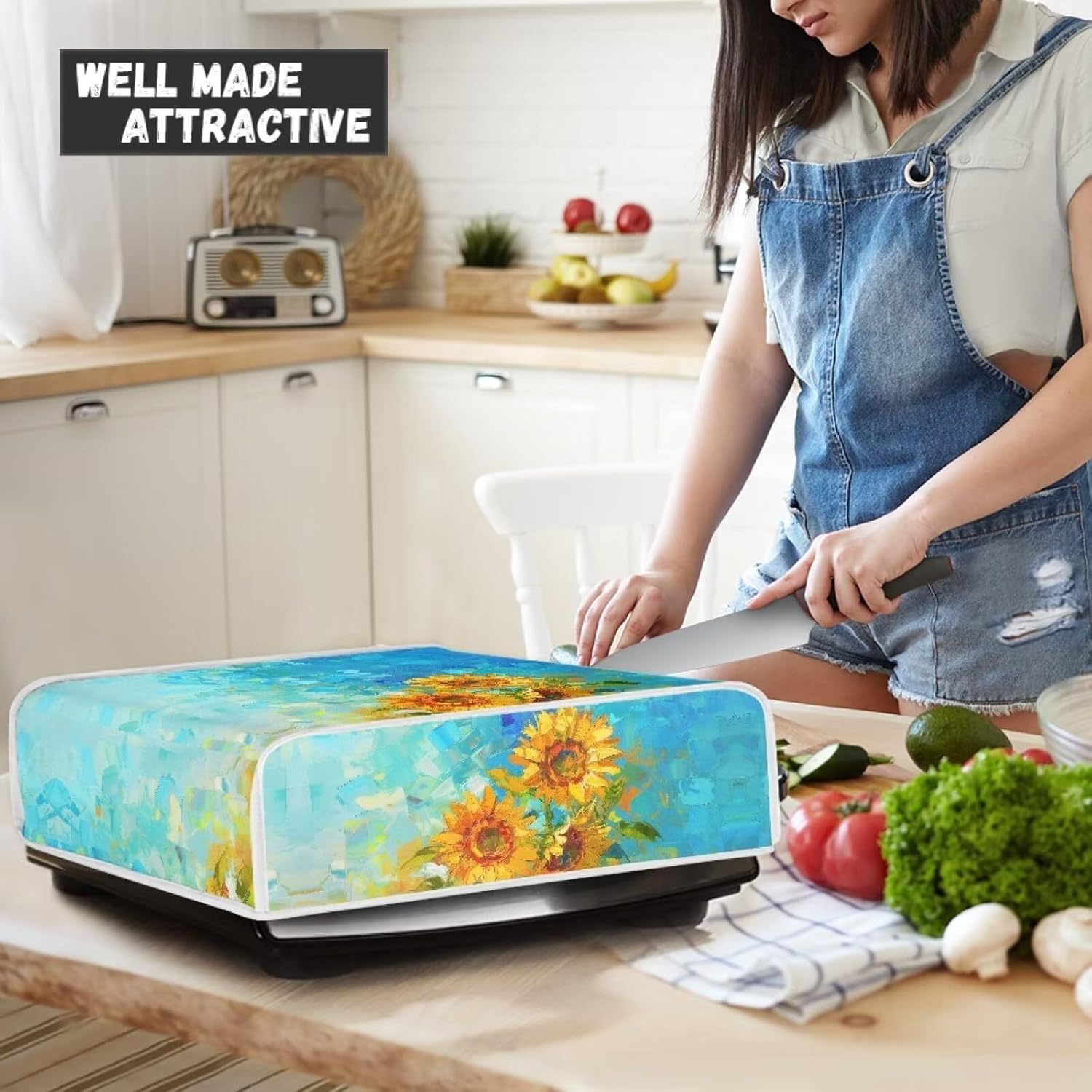 Sunflower Kitchen Electric Griddle Dust Cover for Tabletop Grills - Compatible with Panini Press and Baking Dish - Small Appliance Cover for Home Decor