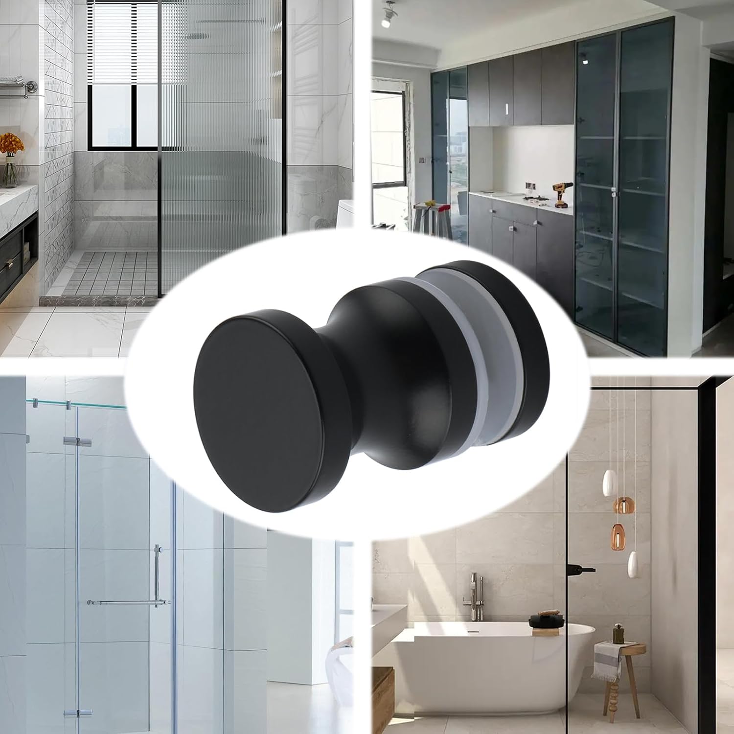 SUS304 Stainless Steel Black Finish Shower Glass Door Handle for Bathroom Sliding Doors - Alise L9000-B