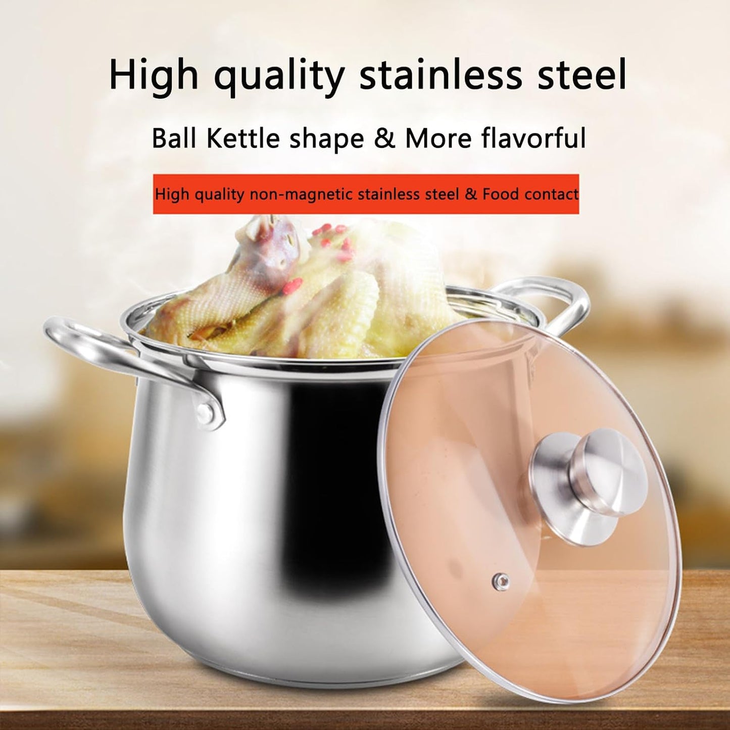 SVRITE Stainless Steel 2 Tier Food Steamer Boil Pot - Large Metal Cookware for Seafood and Vegetables with Glass Lid (26cm)