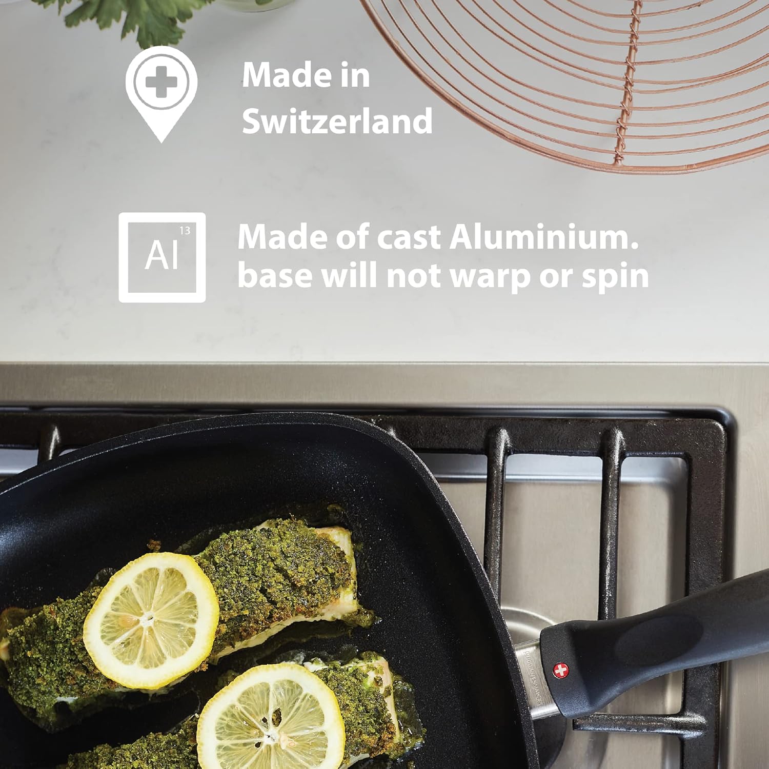 Swiss Diamond 9.5" 3.2Qt Casserole Pan with Lid - Nonstick Diamond Coated Aluminum, PFOA Free, Dishwasher and Oven Safe - Grey Color