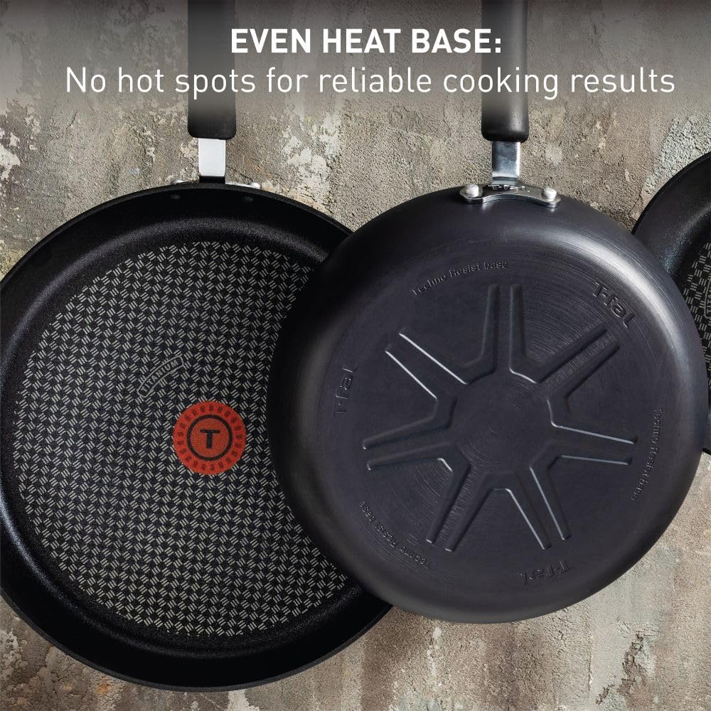 T-fal 17-Piece Hard Anodized Nonstick Cookware Set - Oven and Broiler Safe, Kitchen Cooking Set with Fry Pans, Saucepans, Saute Pan, and Griddle - Dishwasher Safe Black