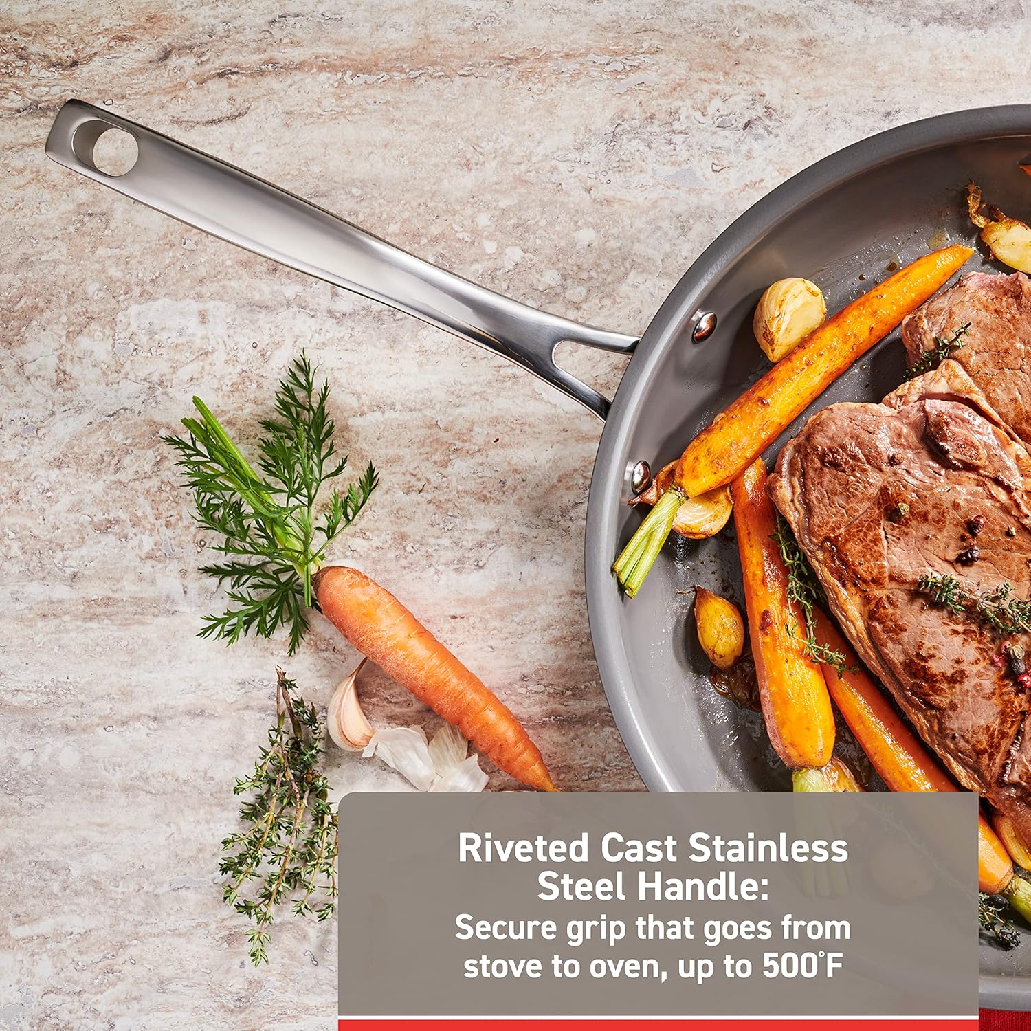 T-fal Ceramic Excellence Reserve 12 Inch Fry Pan, Nonstick, Induction Oven Safe Cookware - Grey