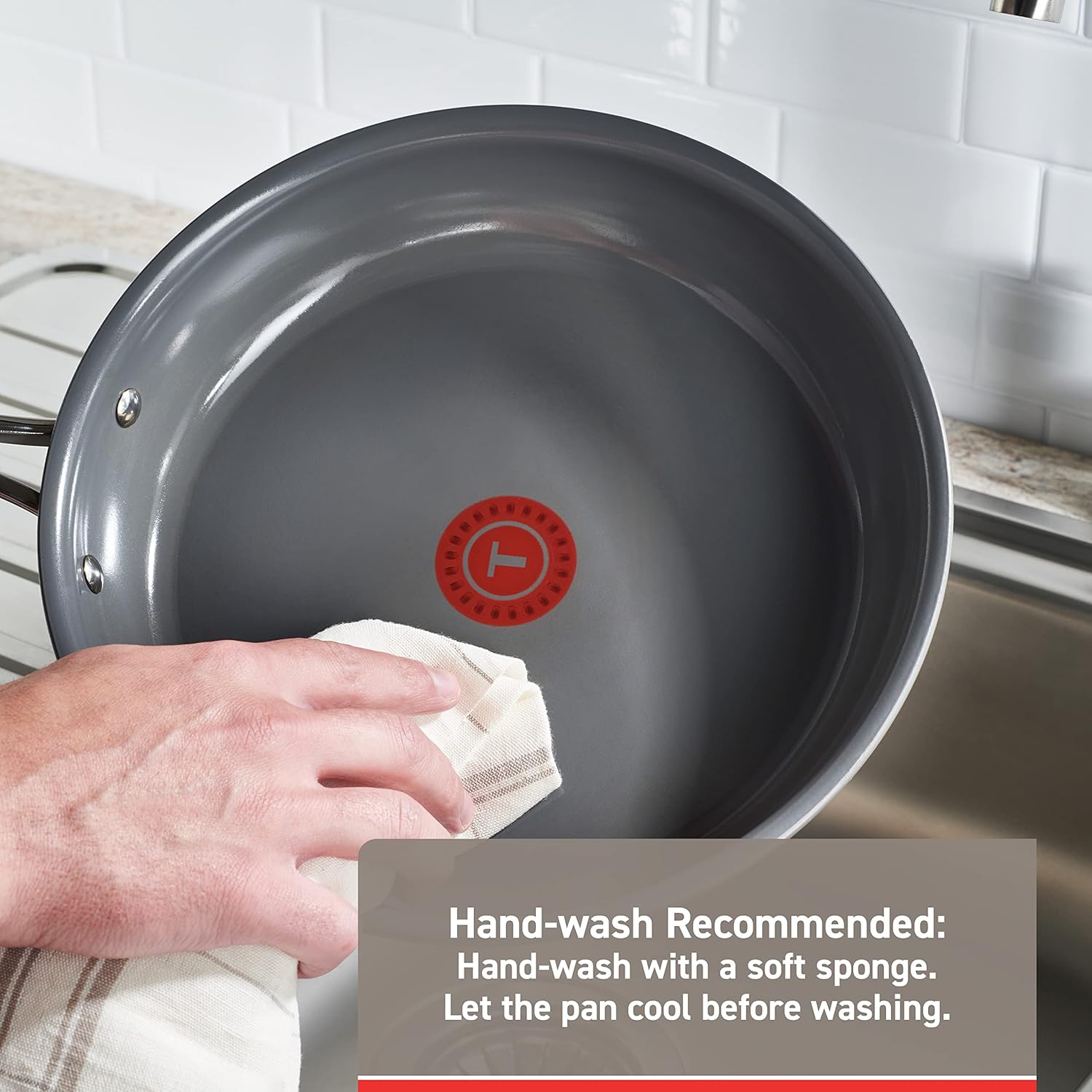 T-fal Ceramic Excellence Reserve 12 Inch Fry Pan, Nonstick, Induction Oven Safe Cookware - Grey