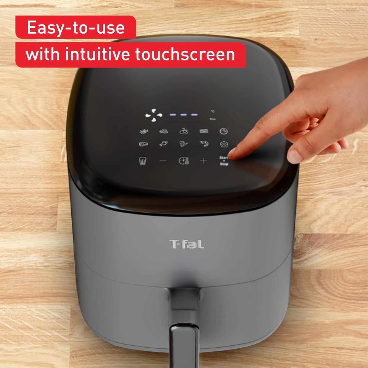 T-fal Easy Fry Max 5.3 qt Digital Air Fryer - 10 Cooking Programs, Touchscreen, Dishwasher-Safe, Fast & Healthy Cooking, Grey