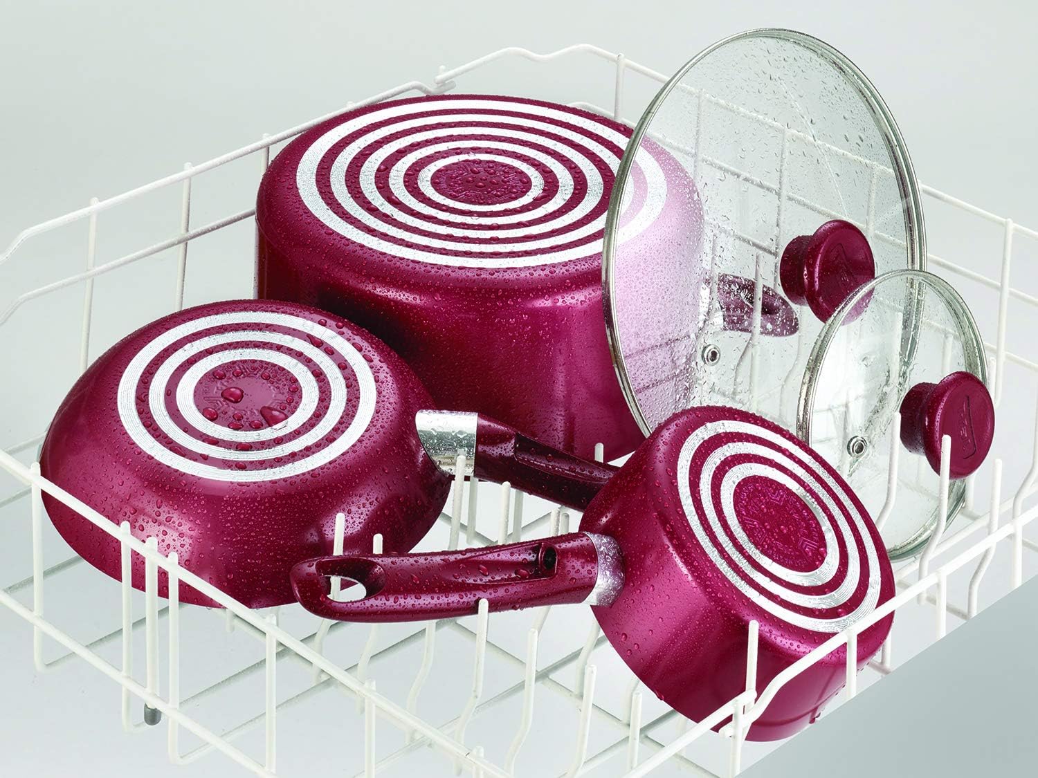 T-fal Excite ProGlide 14-Piece Cookware Set in Red, Nonstick with Thermo-Spot Heat Indicator, Dishwasher & Oven Safe