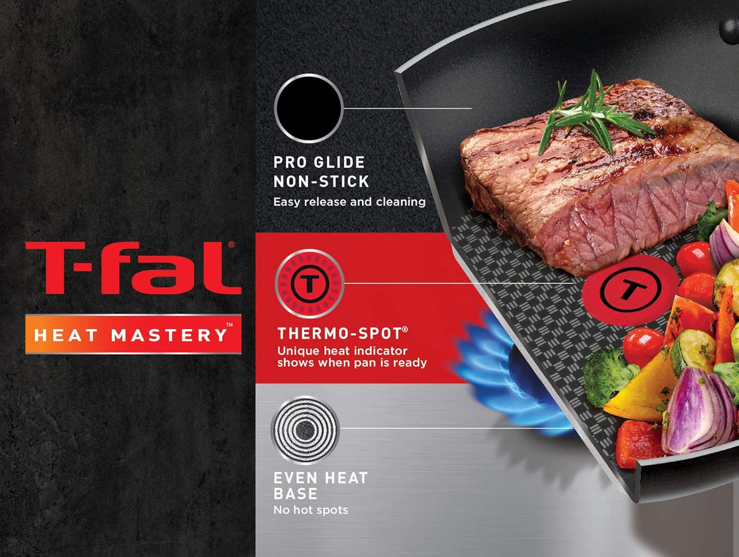 T-fal Excite ProGlide 14-Piece Cookware Set in Red, Nonstick with Thermo-Spot Heat Indicator, Dishwasher & Oven Safe