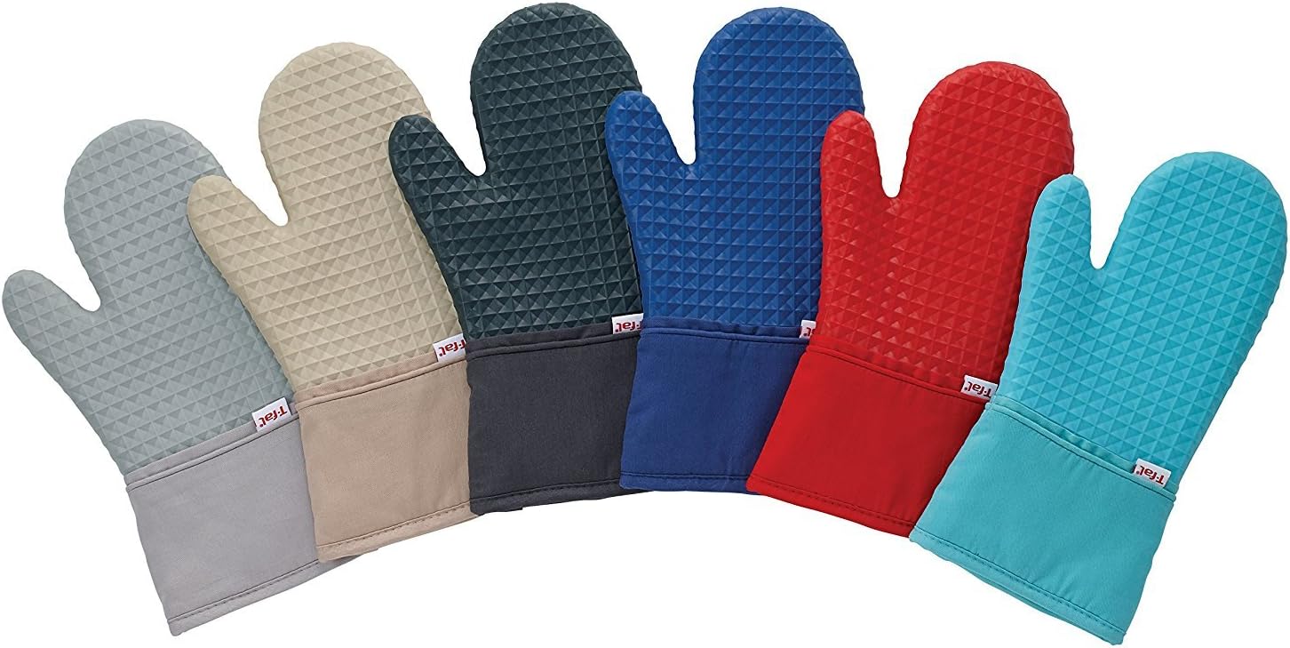 T-fal Softflex Waffle Silicone Oven Mitt Set, Non-Slip Grip, Heat Resistant, 13"x7", 2 Pack - Sand Color