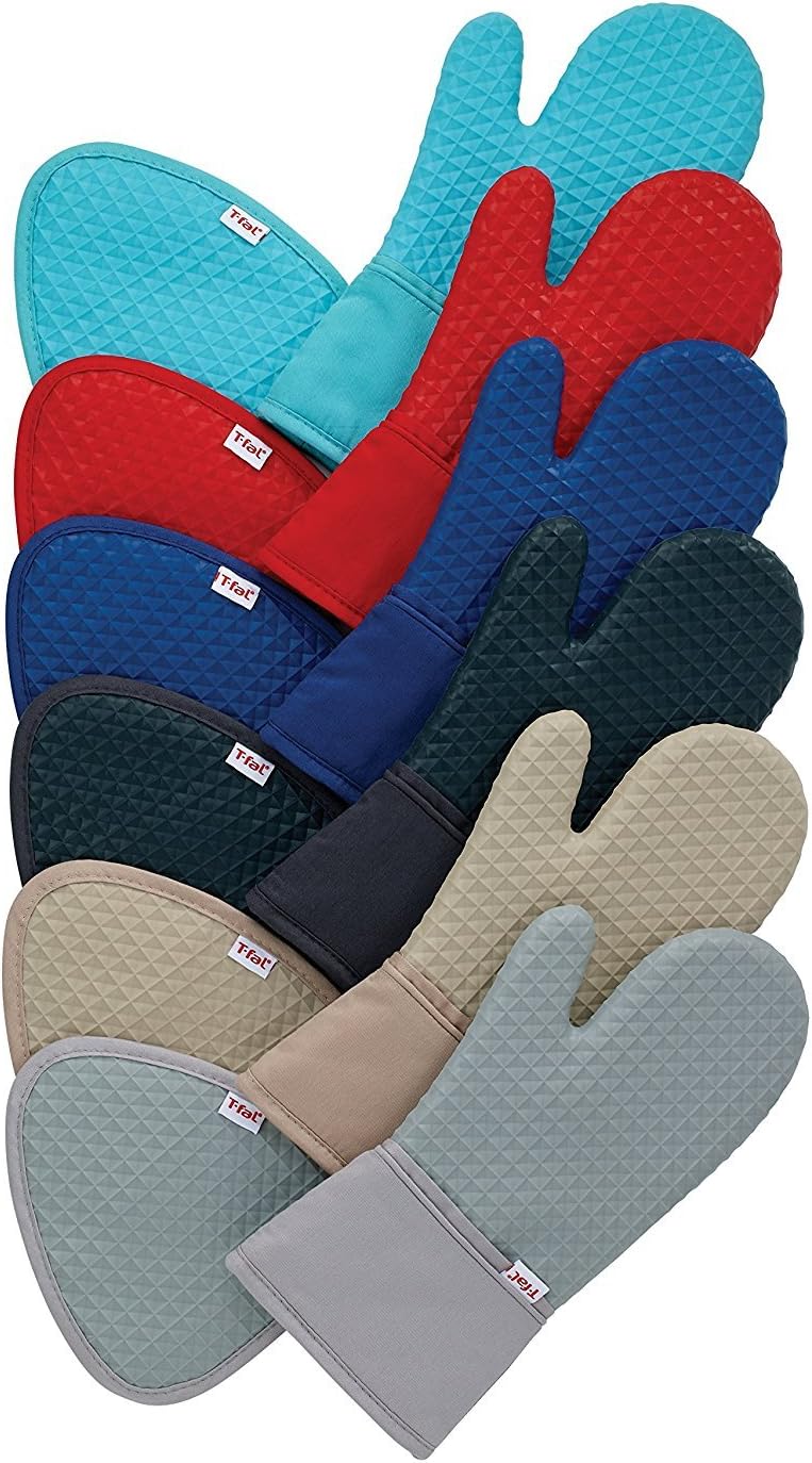 T-fal Softflex Waffle Silicone Oven Mitt Set, Non-Slip Grip, Heat Resistant, 13"x7", 2 Pack - Sand Color