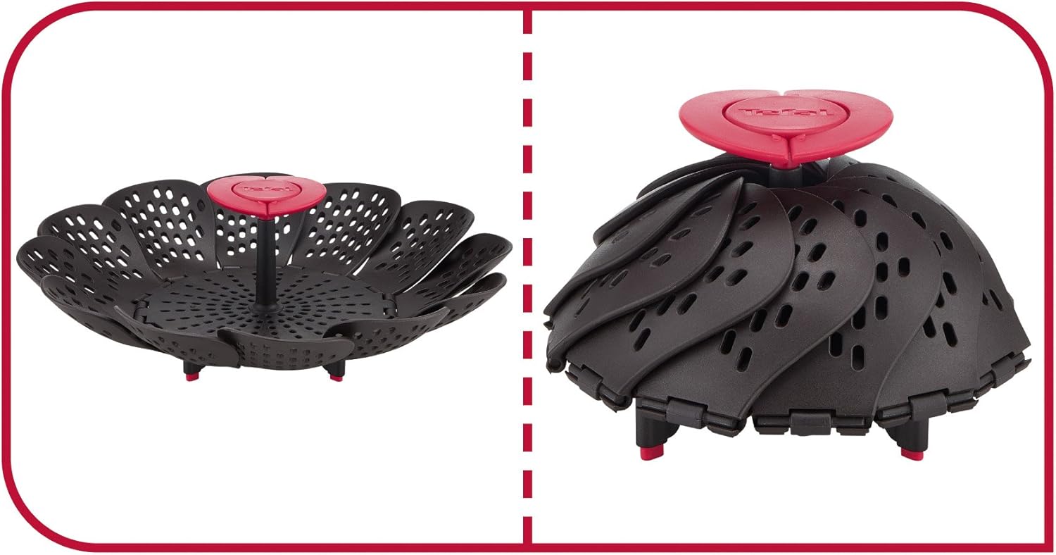 T-Fal Tefal Ingenio K2071614 Black Silicone Steamer Basket - 26 x 15.2 x 9.3 cm - Non-Stick Cooking Tool