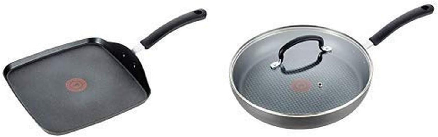 T-fal Ultimate Hard Anodized Nonstick Griddle & Fry Pan Set - 10.25" Square Griddle, 12" Fry Pan Black