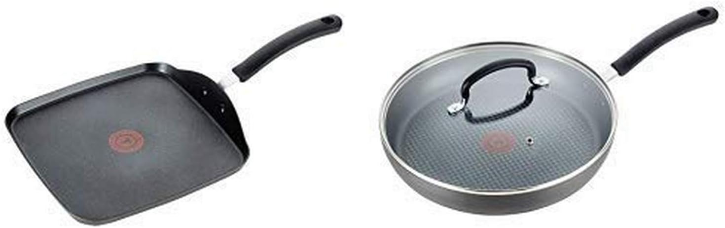 T-fal Ultimate Hard Anodized Nonstick Griddle & Fry Pan Set - 10.25" Square Griddle, 12" Fry Pan Black