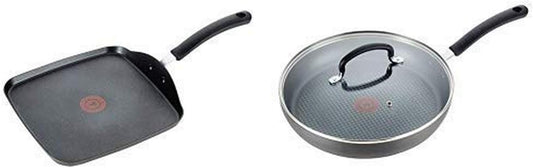 T-fal Ultimate Hard Anodized Nonstick Griddle & Fry Pan Set - 10.25" Square Griddle, 12" Fry Pan Black