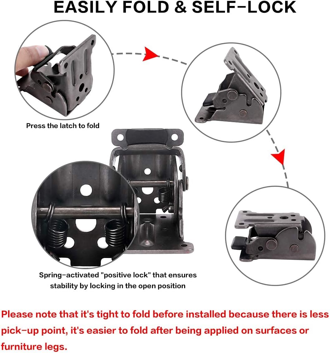 Table Bed Leg Support Brackets - 8 Pack Folding Lock Extension Brackets with Screws by TopDirect