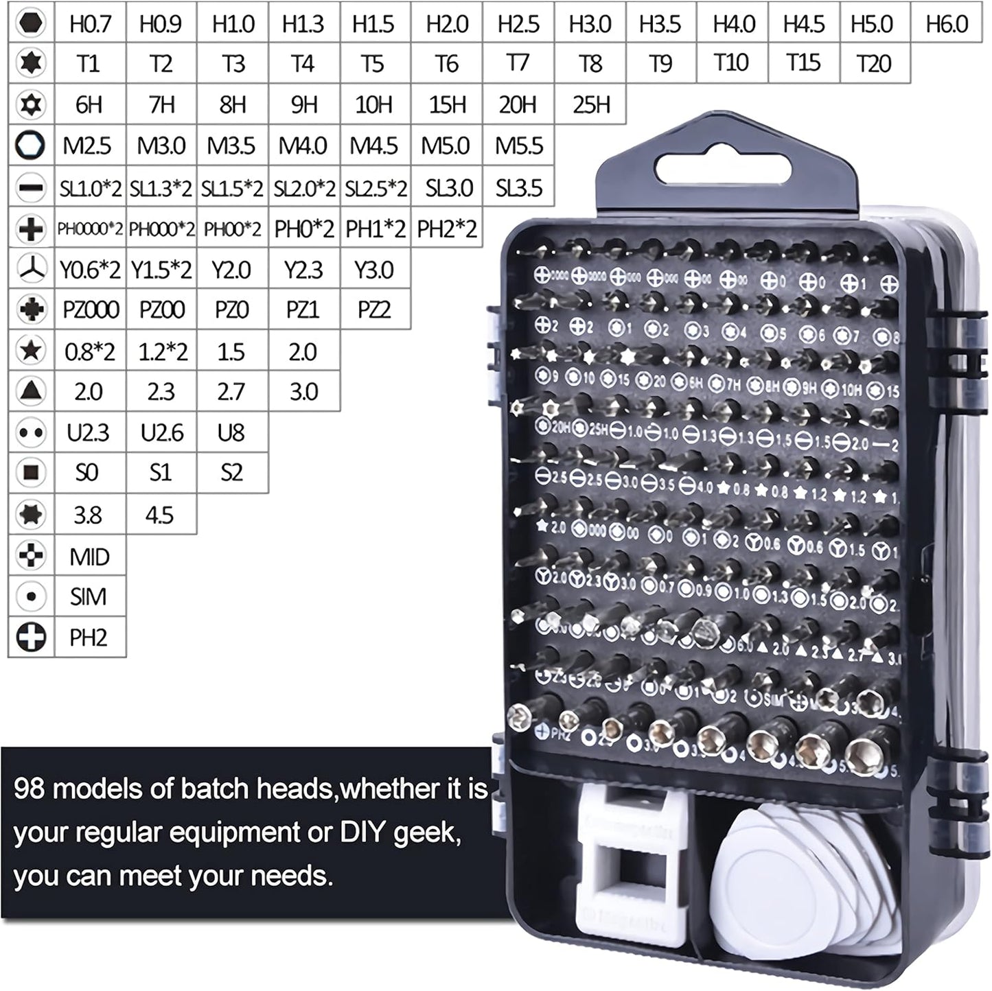 Taihom 115 in 1 Screwdriver Set for Glasses PC Laptop Phone Watch - Magnetic Precision Tool Kit (Blue)