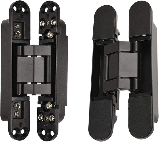 TamBee 6inch Hidden Door Hinges Invisible Hinges Concealed Hinges Zinc Alloy 180 Degree Swing Hinge 3 Way Adjustable Butt Hinge 6 x 2.5 x 1 inch Black (2 Hinges)