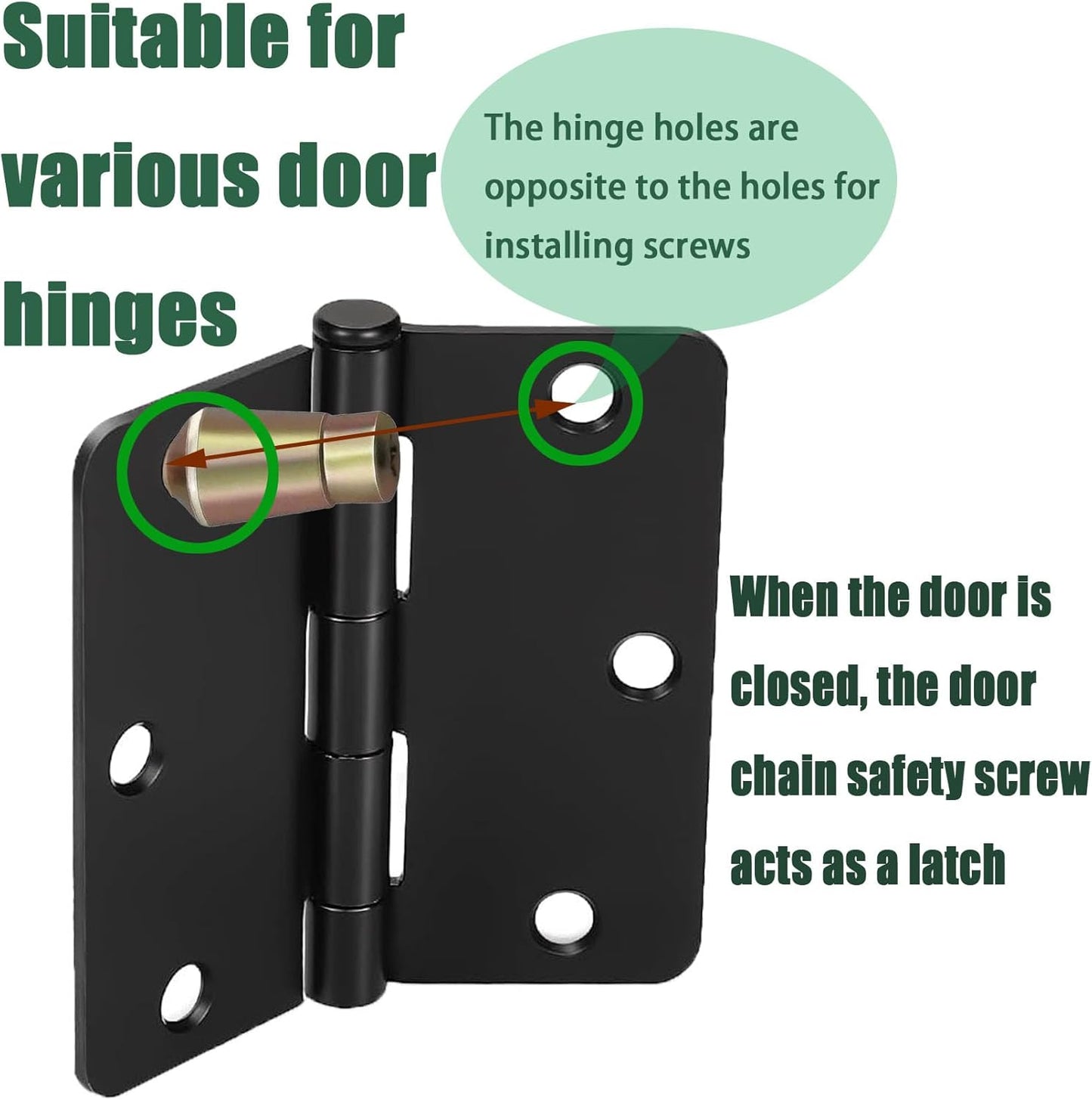 Tamper Proof Door Hinge Security Screws for Exterior Doors - 10-Pack