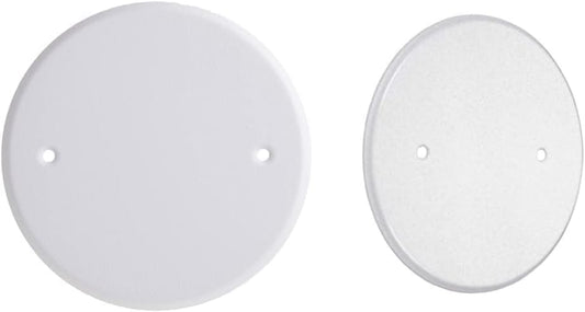 TayMac LPB3400 Flat Round Blank Plate 5 4-Inch, Metallic, White Finish + LPB3325 5-Inch Flat Blank Round Wallplate, White