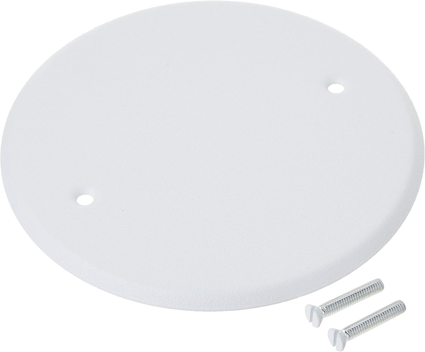 TayMac LPB3400 Flat Round Blank Plate 5 4-Inch, Metallic, White Finish + LPB3325 5-Inch Flat Blank Round Wallplate, White