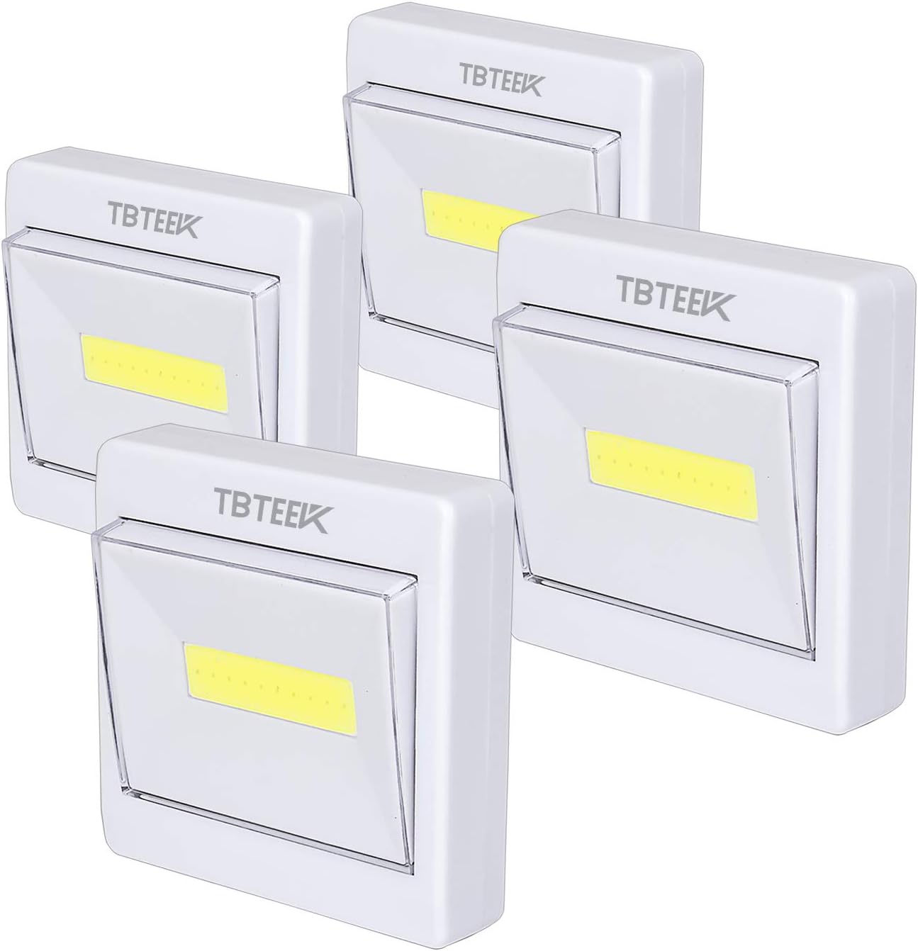 TBTeek Closet Light 4 Pack - Super Bright Battery Operated Stick Anywhere Nightlight for Closet, Shed, Attic - 200 LM Cob Led Lamp - Tap Lights for Emergency Situations