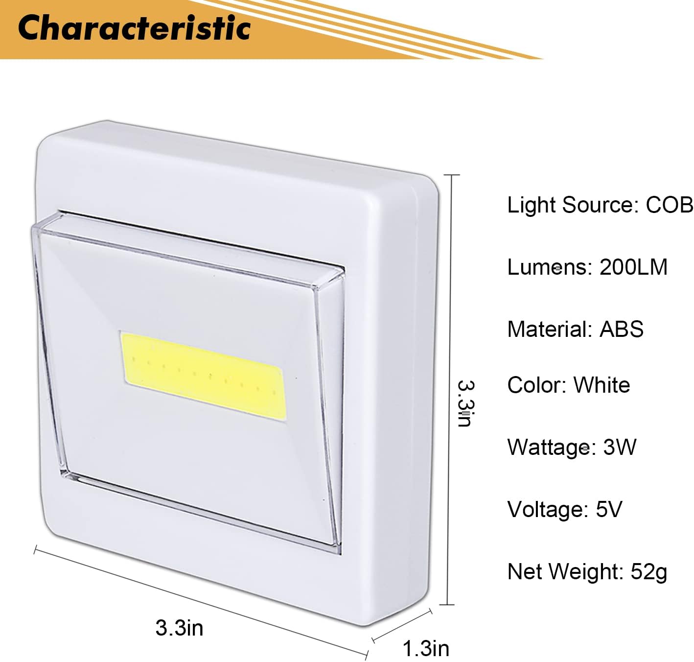 TBTeek Closet Light 4 Pack - Super Bright Battery Operated Stick Anywhere Nightlight for Closet, Shed, Attic - 200 LM Cob Led Lamp - Tap Lights for Emergency Situations