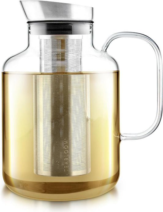 Teabloom Legacy Tea Maker: Extra-Large Borosilicate Glass Teapot, Kettle & Pitcher - 85 OZ - Multi-Brew for Hot Tea, Iced Tea, Cold Brew, Fruit Water
