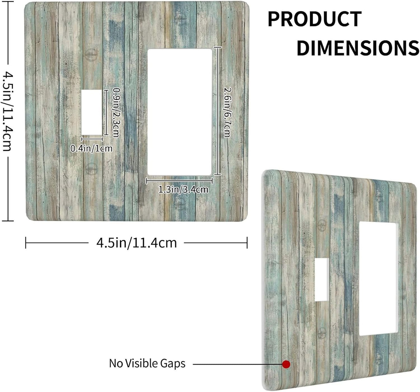 Teal Blue Western Old Wood 2 Gang Single Toggle/Rocker Light Switch Cover Plate