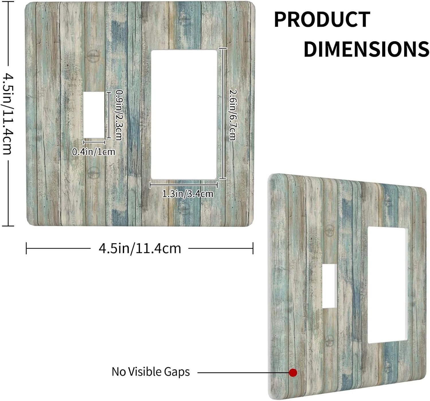 Teal Blue Western Old Wood 2 Gang Single Toggle/Rocker Light Switch Cover Plate