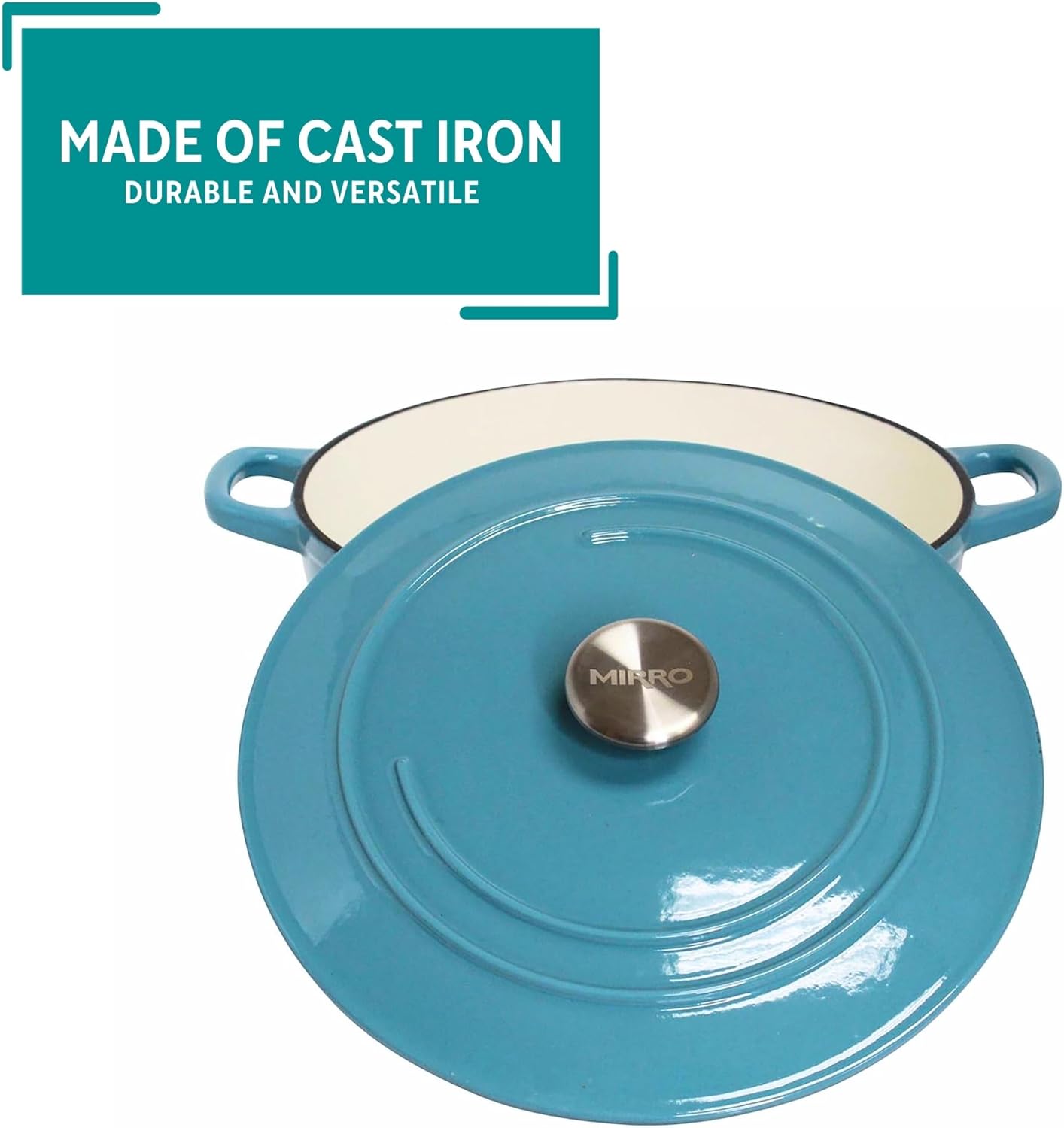Teal Cast Iron Enamel Dutch Oven - 4.8qt Capacity by MIRRO