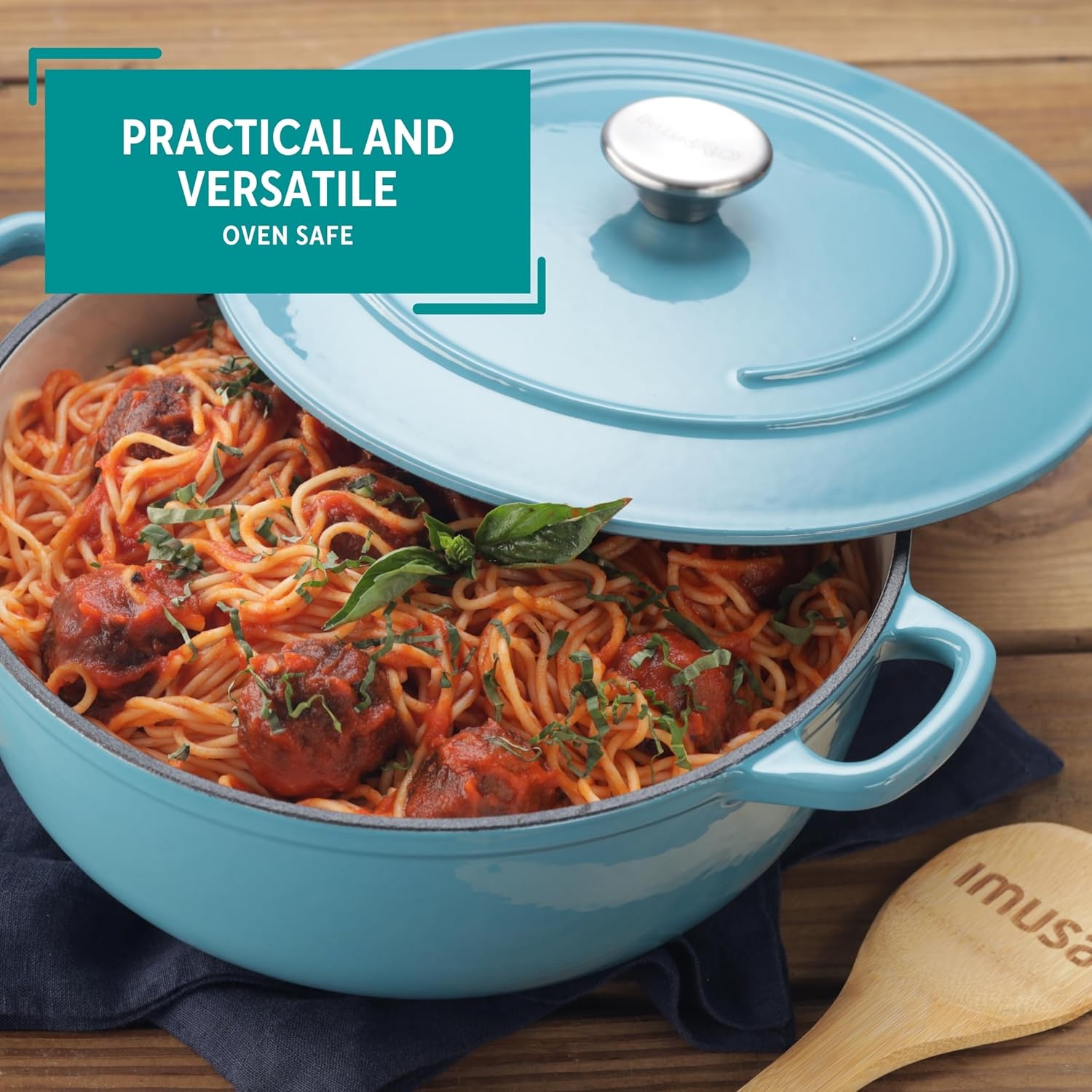 Teal Cast Iron Enamel Dutch Oven - 4.8qt Capacity by MIRRO