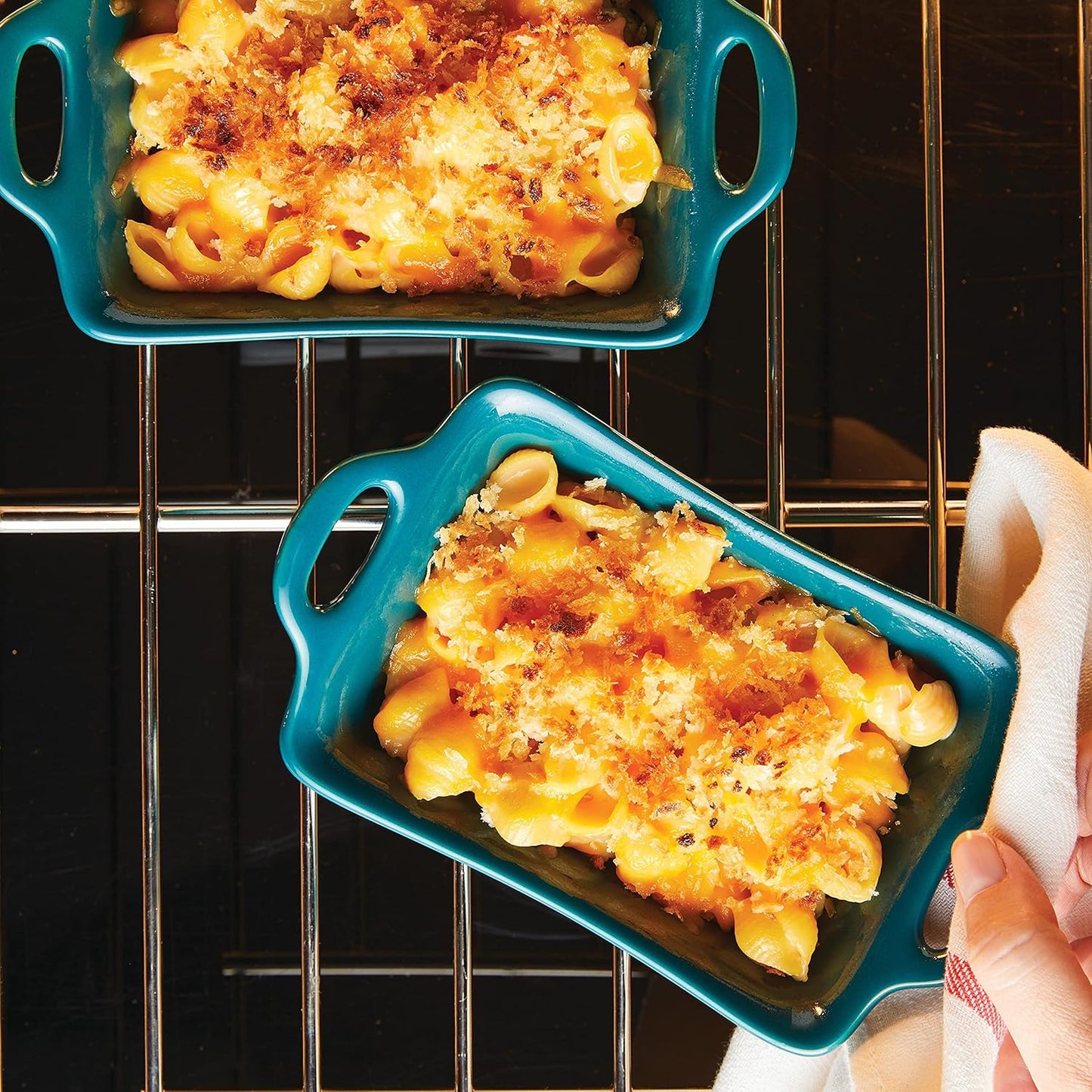 Teal Rectangular 2-Piece Au Gratin Bakeware Set by Rachael Ray Solid Glaze Ceramics