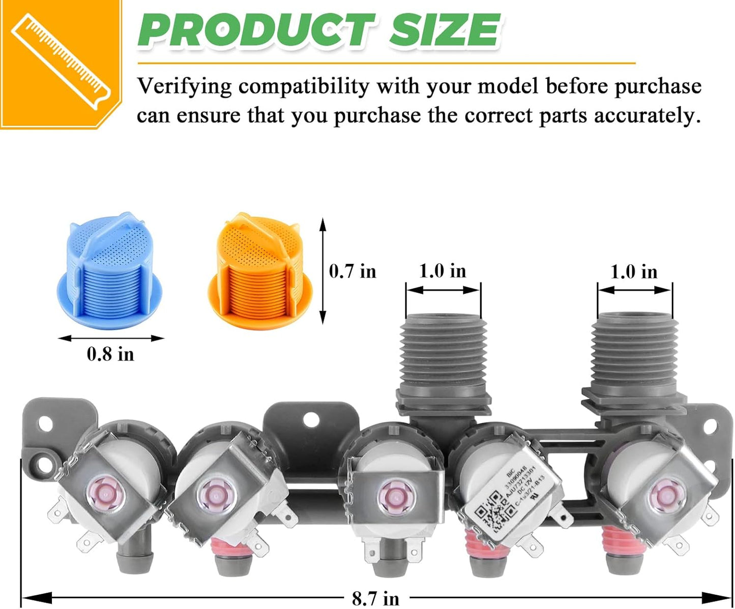 Techecook Washer Water Inlet Valve for Kenmore LG Washer WT5680HVA, wt7200cw, wt5270cw - Replaces AJU73213301 AJU75152601 AP5668417 AP6308239 TAW35618287