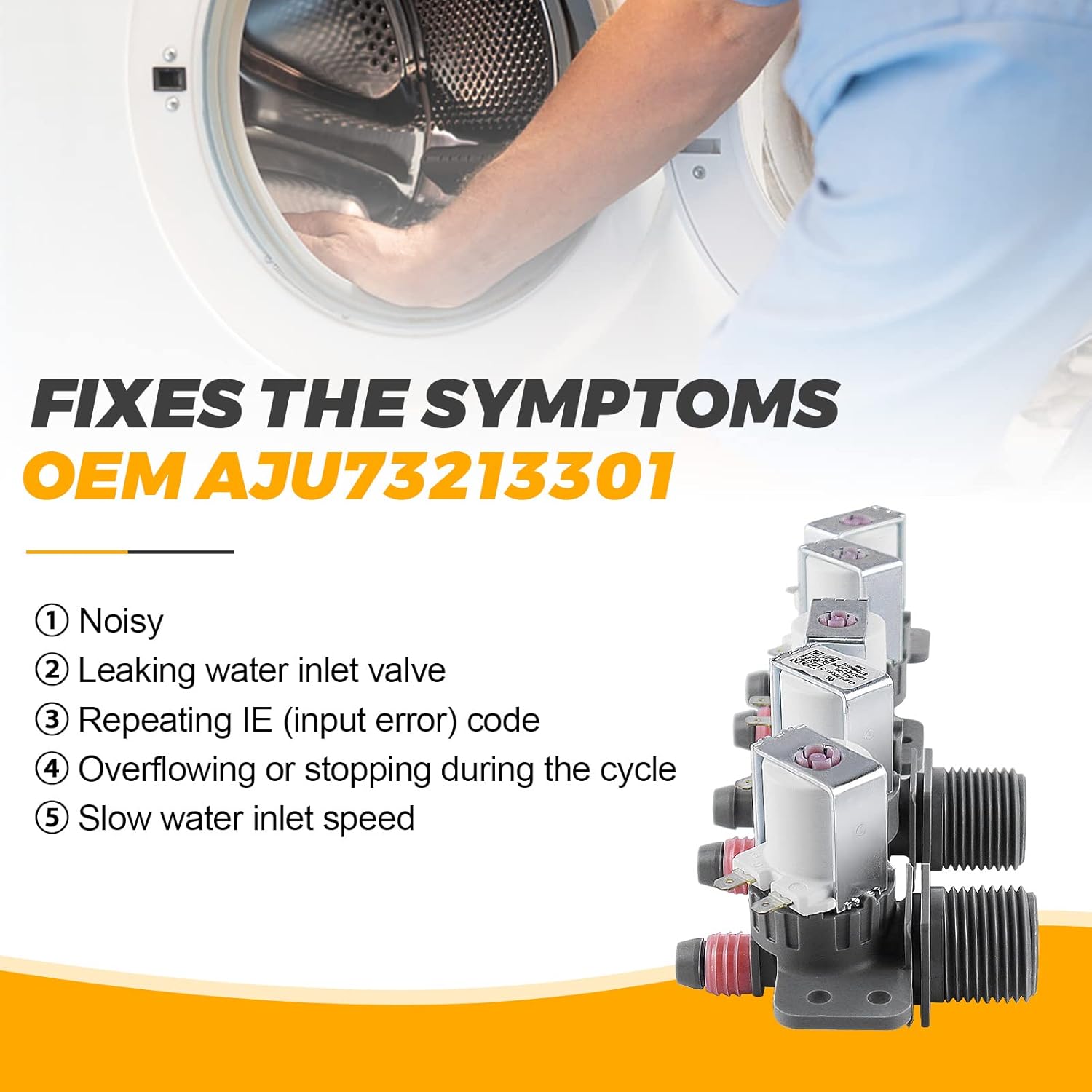 Techecook Washer Water Inlet Valve for Kenmore LG Washer WT5680HVA, wt7200cw, wt5270cw - Replaces AJU73213301 AJU75152601 AP5668417 AP6308239 TAW35618287