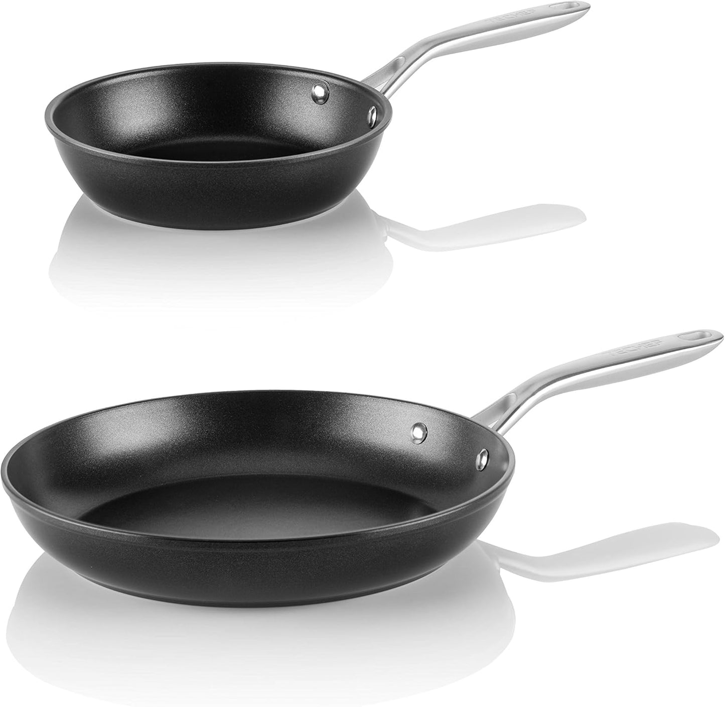 TECHEF Onyx Collection Nonstick Frying Pan Skillet Set - PFOA-Free, Dishwasher Oven Safe, Stainless Steel Handle - Induction-Ready - Made in Korea (8-inch and 10-inch)