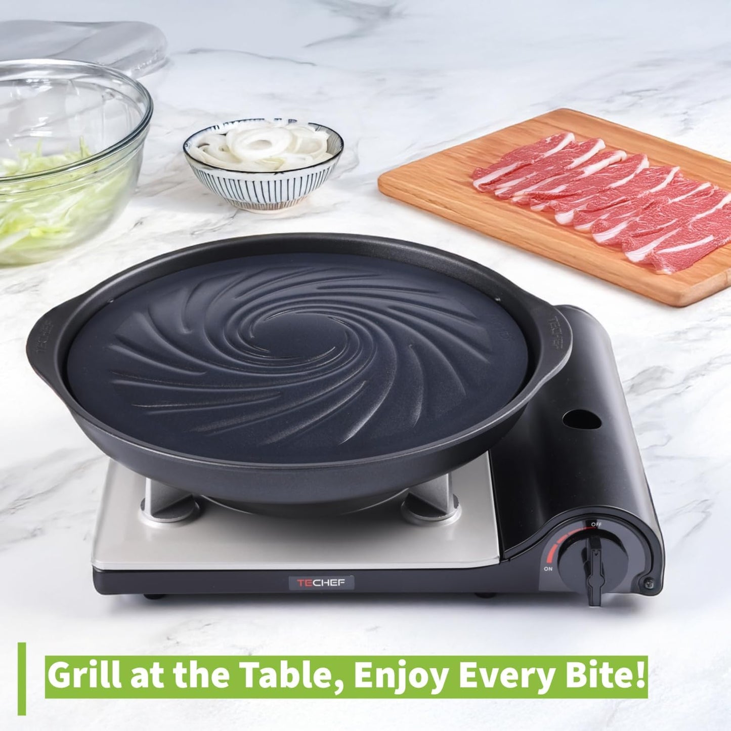 TECHEF True Grill Pan Set - Nonstick Smokeless BBQ Grill with Dome Lid, Grill Plate, and Drip Tray