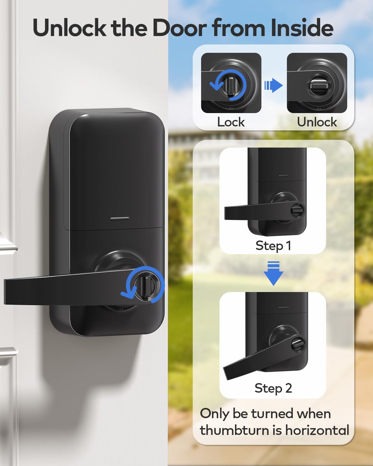 TEEHO TE004 Keyless Entry Keypad Door Lock with Handle - Front Digital Deadbolt, Anti-Peeping, Auto Lock, Passage Mode, Easy Install - Satin Nickel